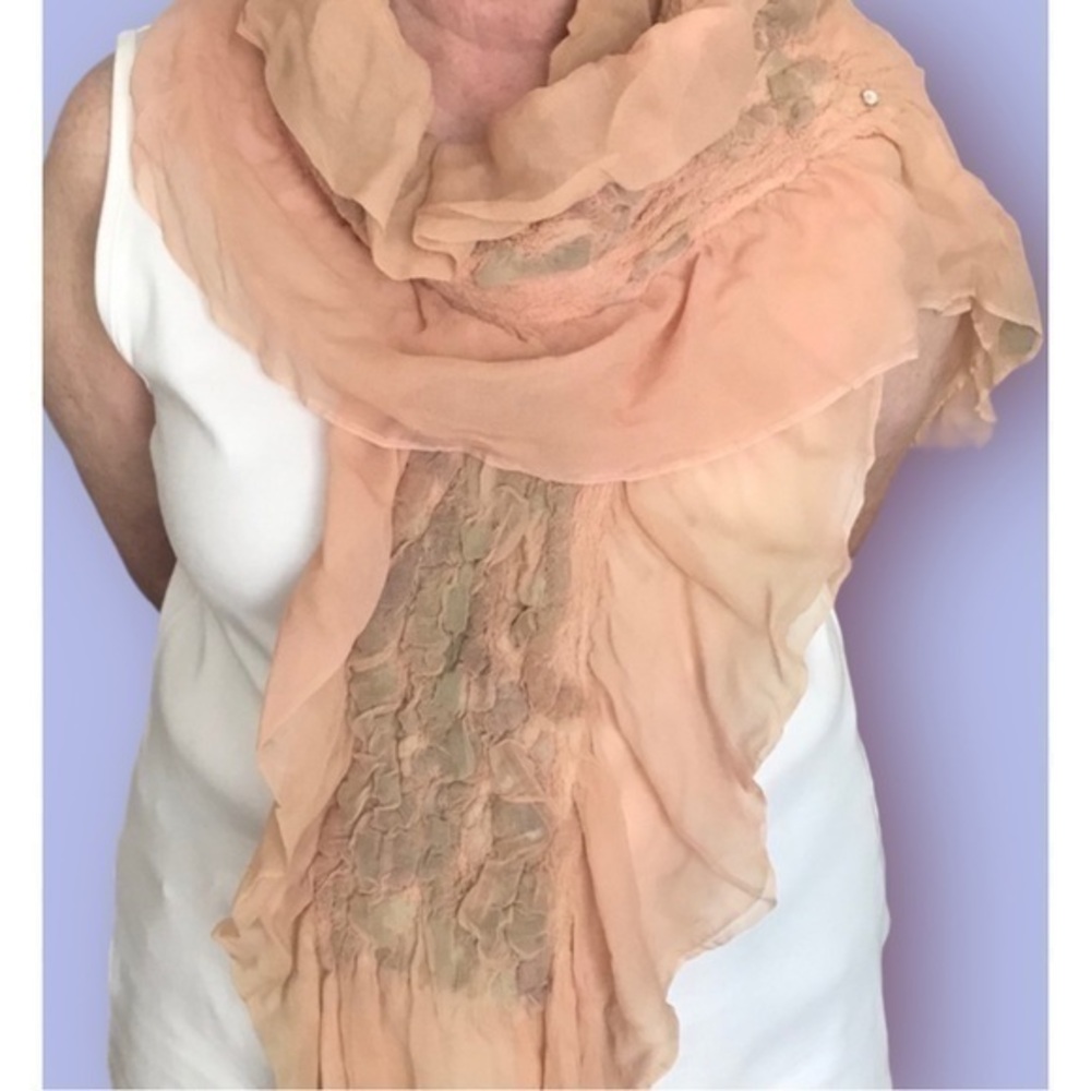 OOAK Silk Chiffon Art Scarf NWT